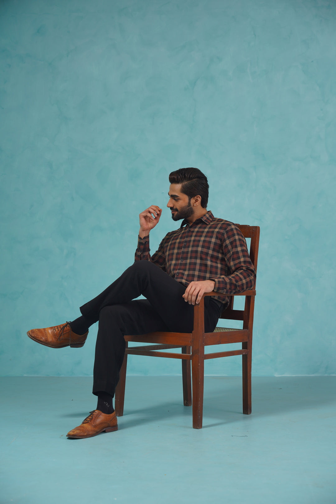 Checked Formal Shirt - Brown