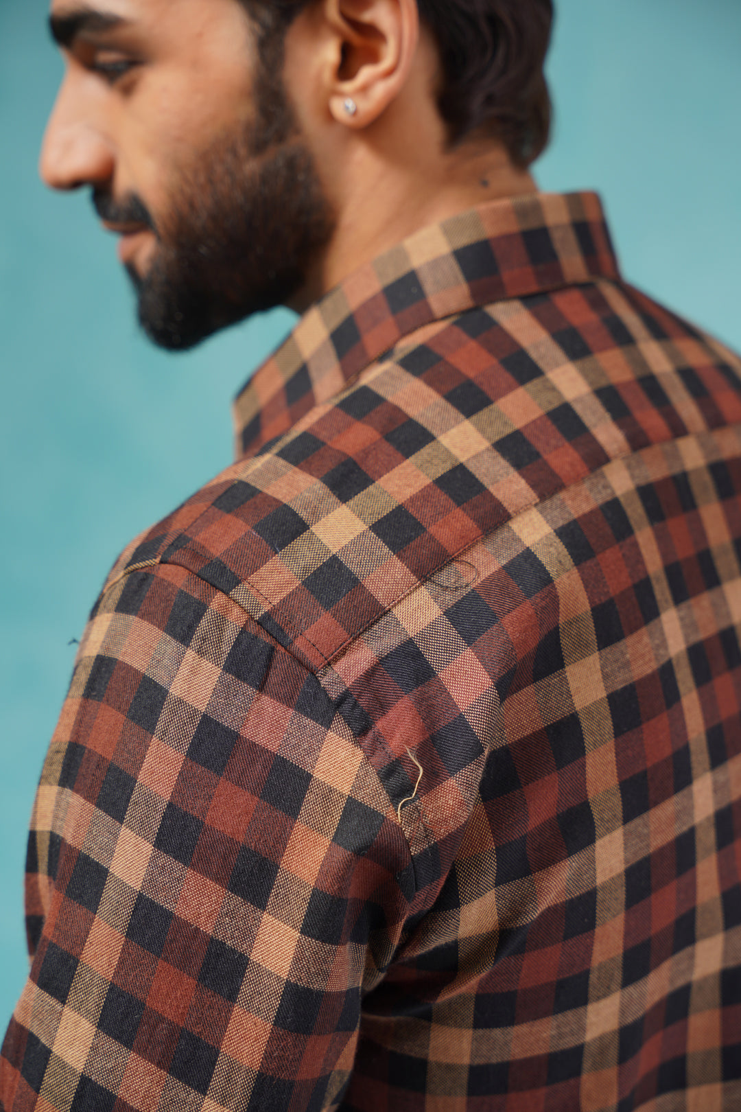 Checked Formal Shirt - Brown
