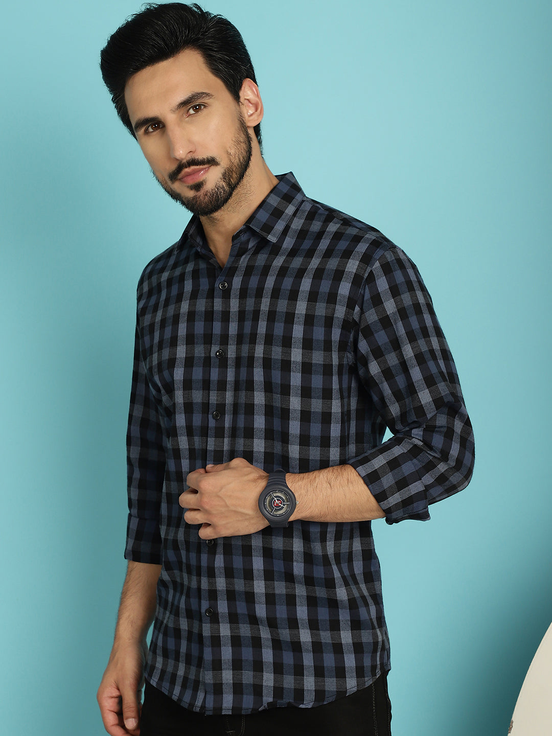 Checked Casual Shirt - Navy
