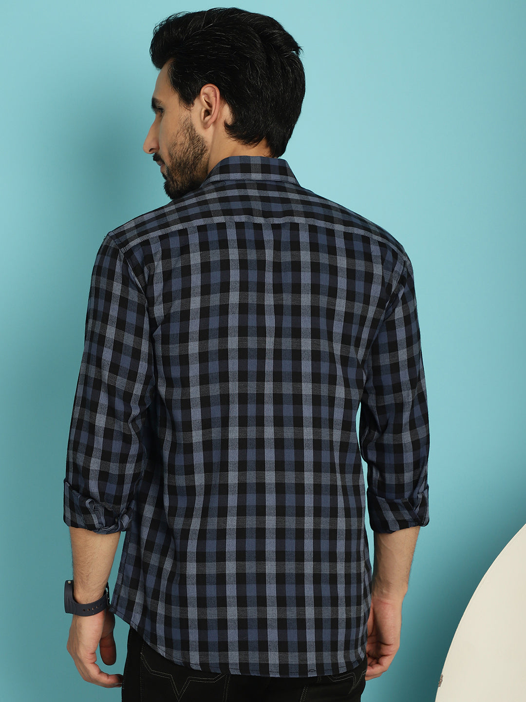 Checked Casual Shirt - Navy
