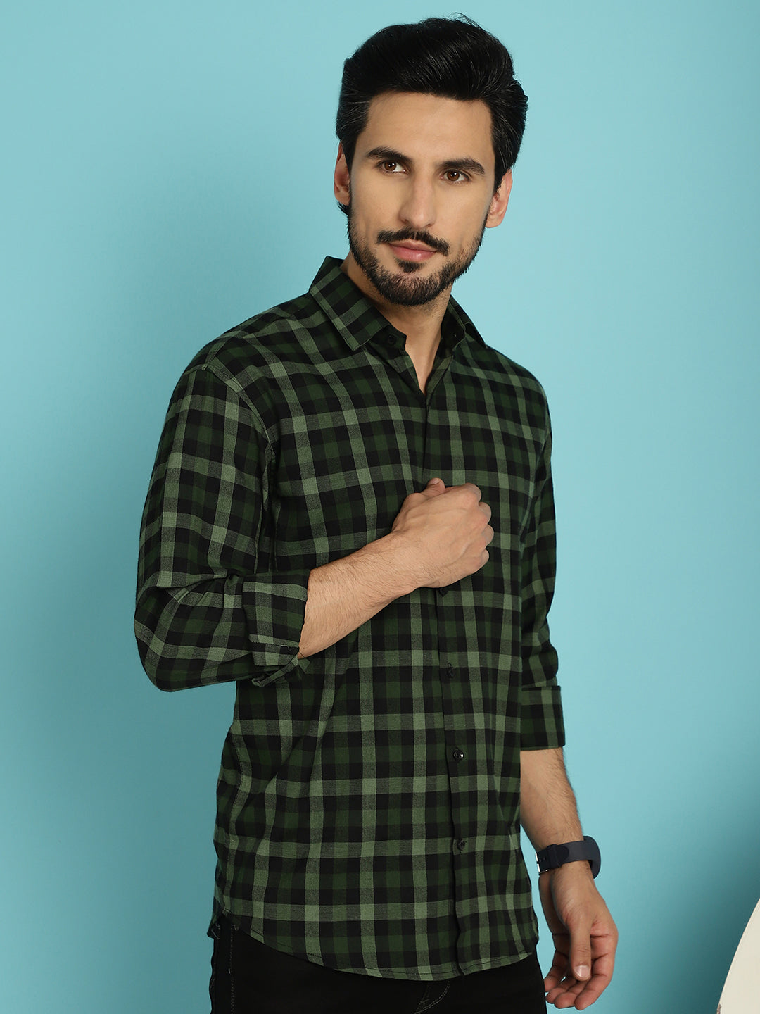 Checked Casual Shirt - Olive
